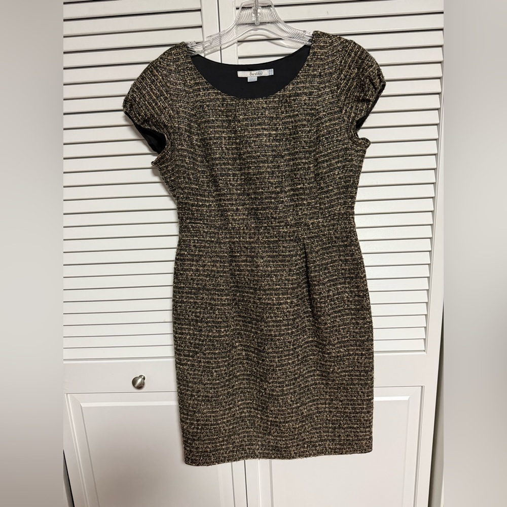 Biden Black and Gold Tweed Midi Dress